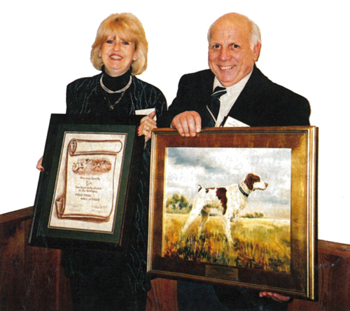 John and Judy Marinelli, owners of Brittany Hall of Fame Ajax VII
